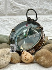 Nautical Brass Compass: Marine Directional Compass with Leather Case
