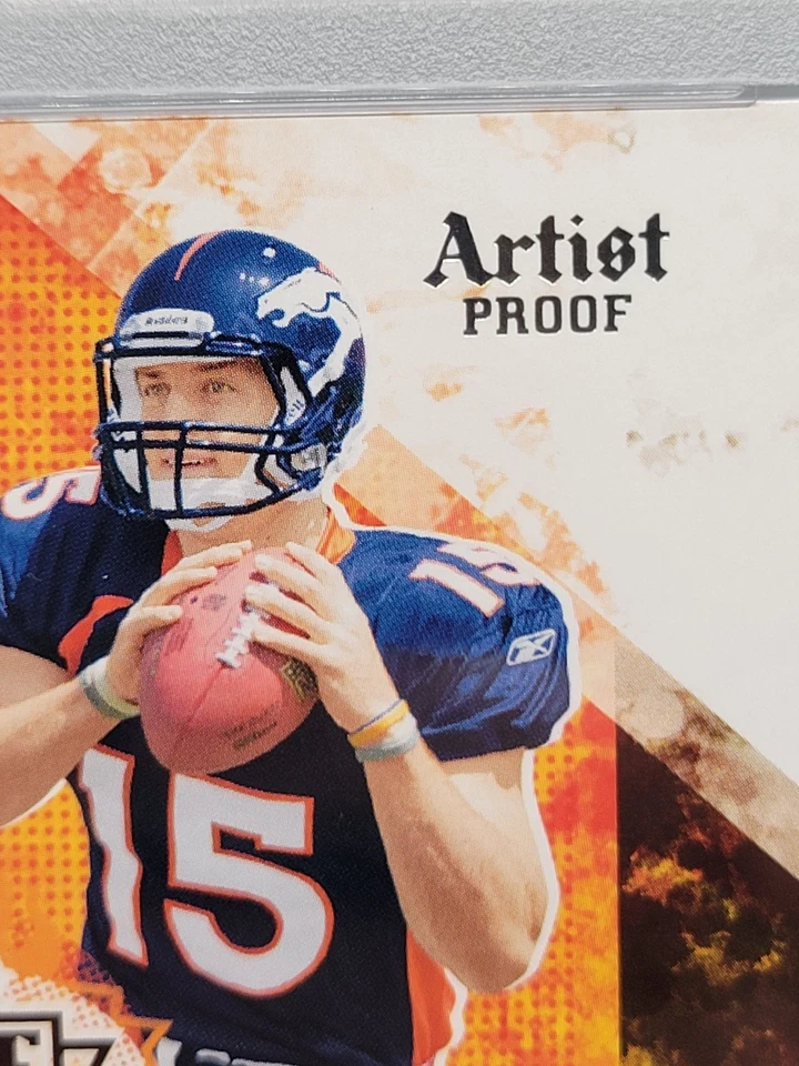 2010 Score Hot Rookies Tim Tebow Artist Proof #/32 SSP Broncos Gators PSA Pop 1 - Image 3 of 4