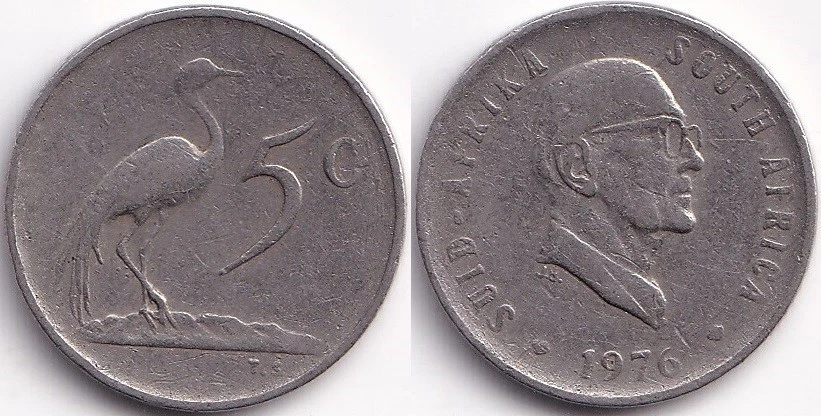 5 Cents 1976 Afrique du Sud South Africa Suid Afrika Jacobus Johannes Fouché - Photo 1/1