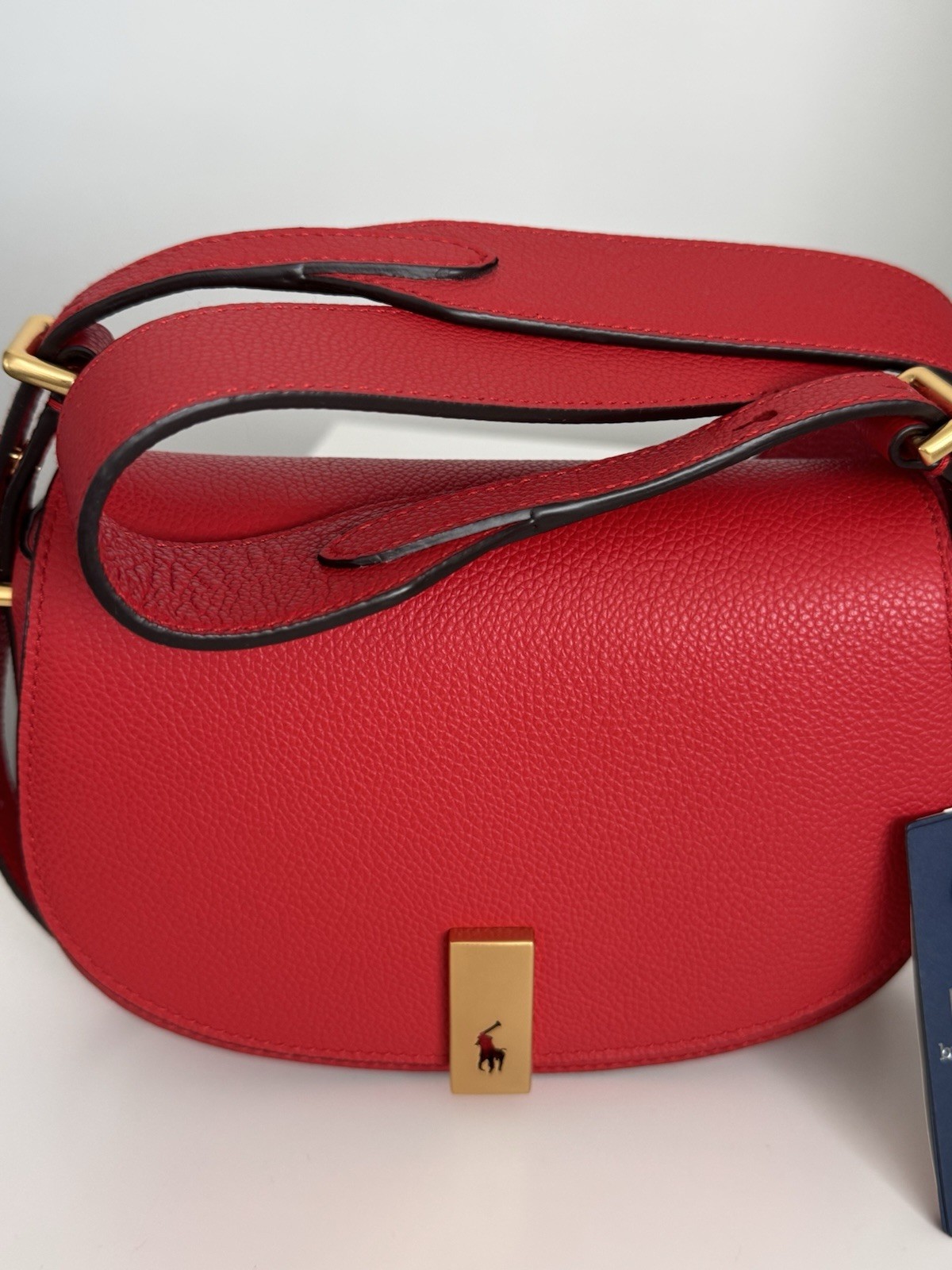 Polo RALPH LAUREN ID Mini Saddle Bag Leather Shoulder Womens Red image 6