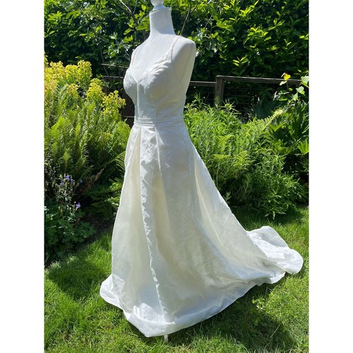 Abito da sposa David's floreale jacquard linea A avorio GALINA WG3891 (taglia 6) - Foto 6 di 11