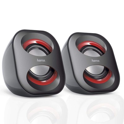 Hama Sonic Mobil 183 Notebook Speaker, black/red   USB3.0 3.5 mm Jack, 3 Watt Ac