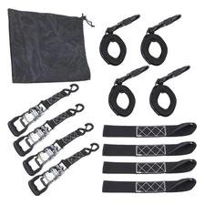 4 Set 1.6 Inch x 8FT Ratchet Straps Tie Down Kit Fracture Strength 5208lbs Black