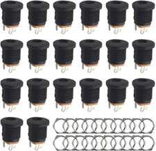 20 Pcs Dc Power Jack 5.5Mm X 2.1Mm 3 Pin Female Dc Barrel Jack Panel