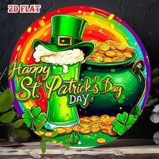 Tin Metal Signs Home D cor 8x8 St,Patrick'S Day Wall Lucky Charms Round Aluminum