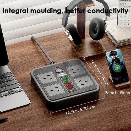 3000W Protector Power Board 4 Outlets USB A C Port Individual Switch Power Strip - Picture 2 of 19