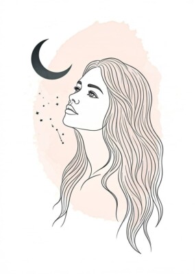 Digital Minimalist Line Art Woman Portrait - Modern Abstract Wall Art Print