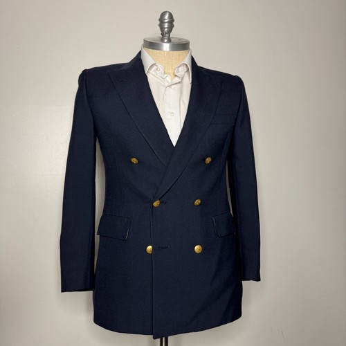 Hart Schaffner & Marx Men's 38R Sport Coat Blazer Jacket Blue Wool Double Breast