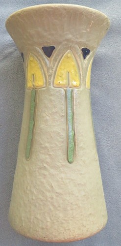 Vintage LG Roseville Pottery Arts & Crafts Mostique Arrow Vase 164-15 Mission - Picture 5 of 7