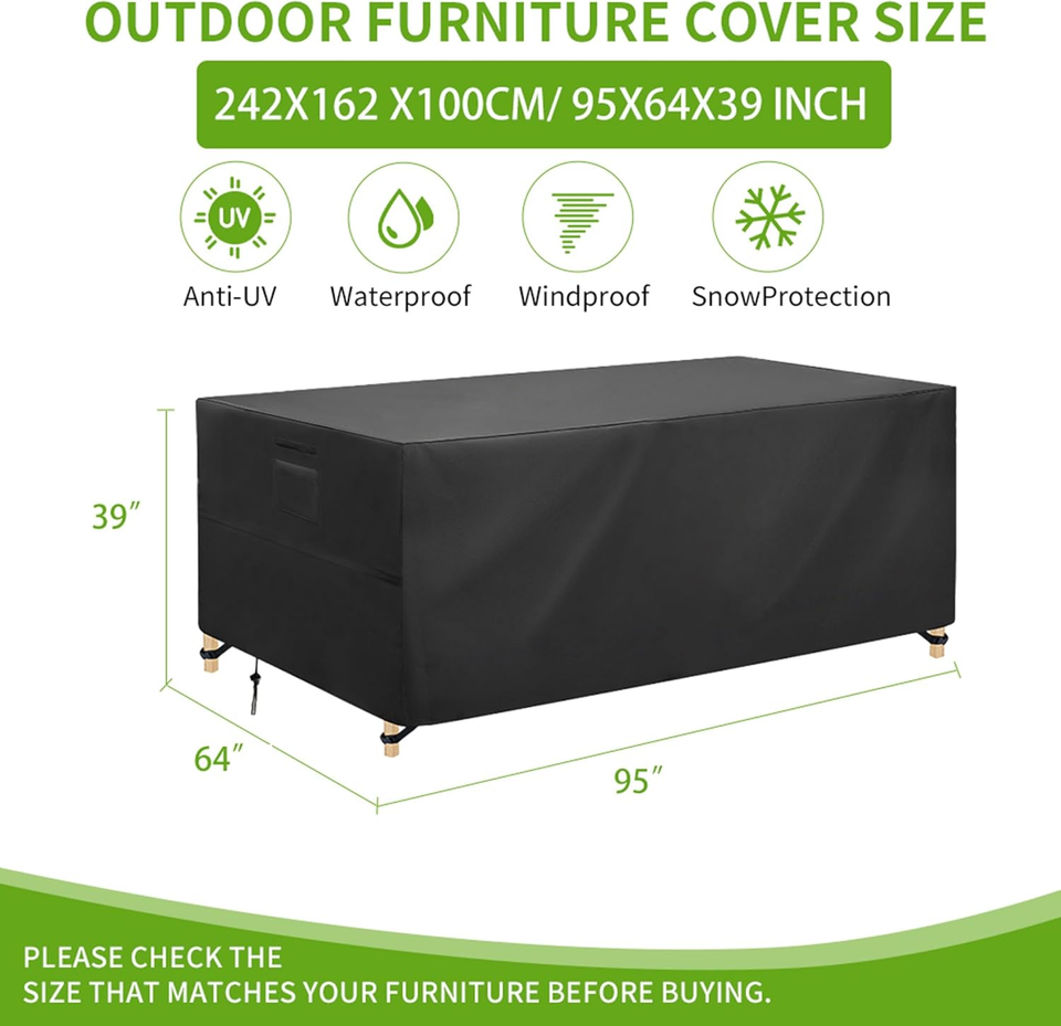 Rectangular Patio Table Cover 600D Heavy Duty Large Waterproof Sofa