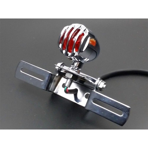 retro Motorcycle LED Side Mount License Plate Bracket TailLight Brake light Inte