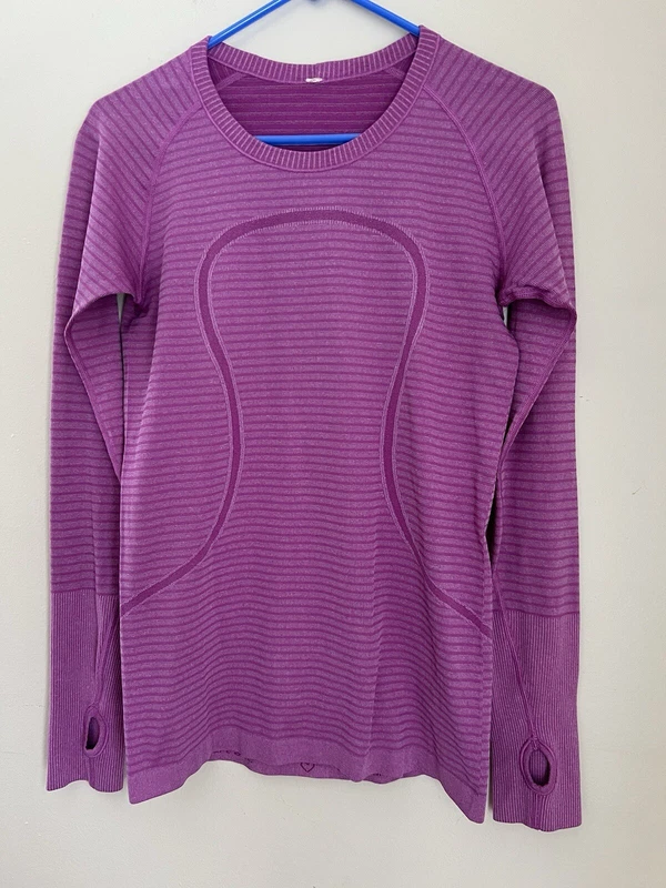 lululemon swiftly tech long sleeve crew heathered ultra violet shirt