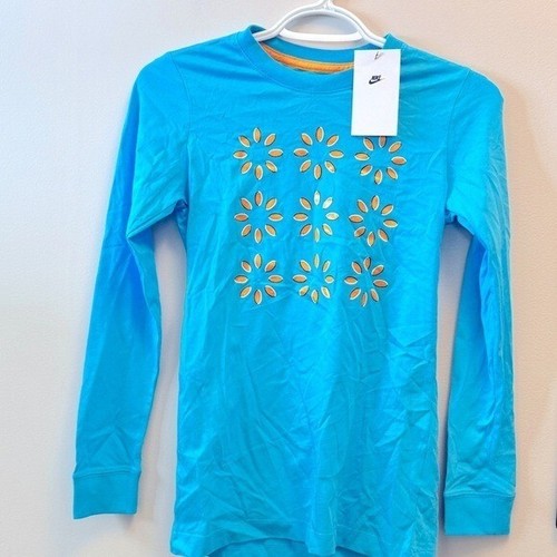 Nike Big Kids Sportswear Relaxed Fit Printed T-Shirt Baltic Blue Size L - Picture 5 of 6