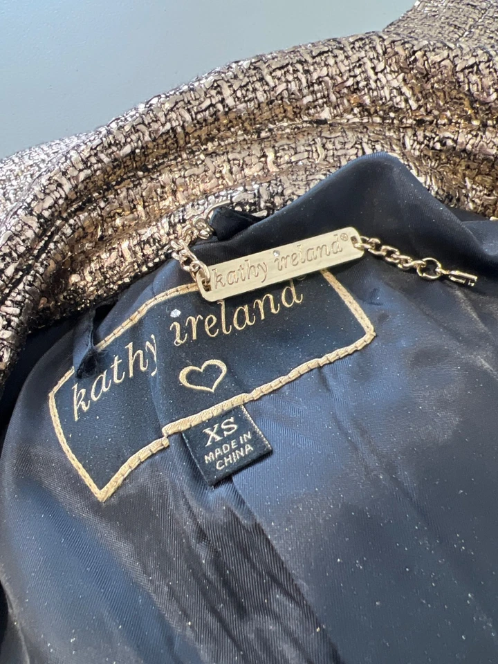 Kathy Ireland Fashion 360 Metallic Trench Coat Size XS Gold Outdoor Shimmer NEW - Image 4 of 4