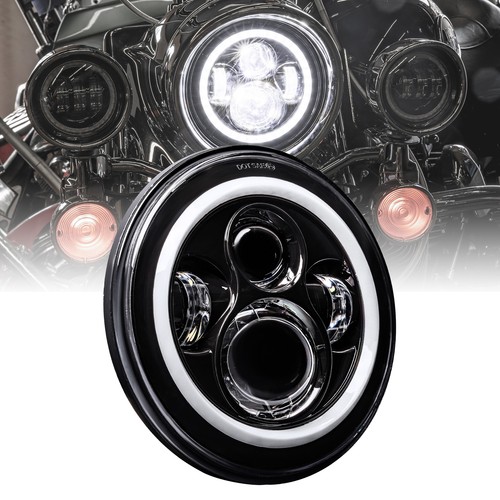 Ridroid 7” RGB Halo LED Headlight For Harley Touring / Road King / Street Glide & More