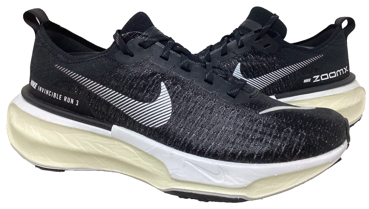 Nike Men's ZoomX Invincible Run 3 Blk/Wht Lace Up Sneakers