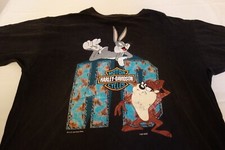 Harley T Shirt XL Single Sided HD Taz Bugs Bunny 1993 Single Stitch Fun Wear
