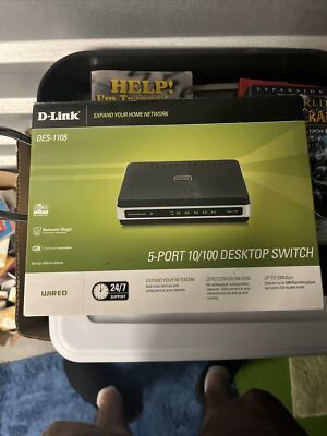 Open Box D-Link DES (DES1105) 5-Ports External Switch W/Power Adapter