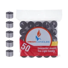 Mega Candles - Unscented Jumbo Tea Light Candles - Black, Set of 100 CGA105-BK