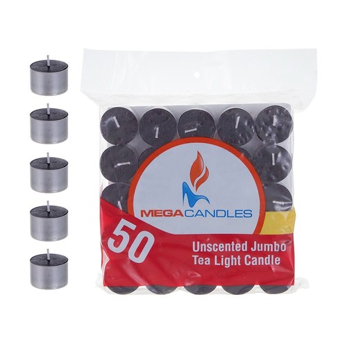 Mega Candles - Unscented Jumbo Tea Light Candles - Black, Set of 100 CGA105-BK - 第 1/3 張圖片