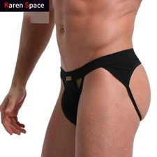 Men's Underwear Sexy Cotton Gay Open Back Jockstrap Low Waist Thongs G-String