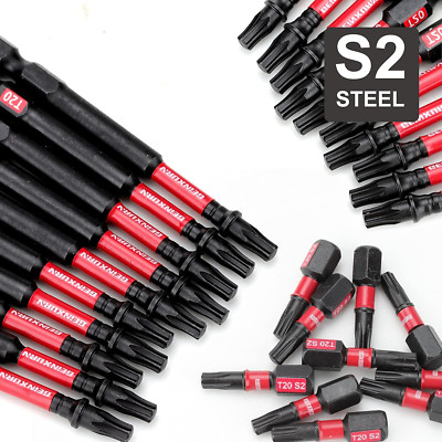 50 PCS T25 2 In. Impact Tough Magnetic #25 Torx Head Power Bits, S2 Alloy Steel 