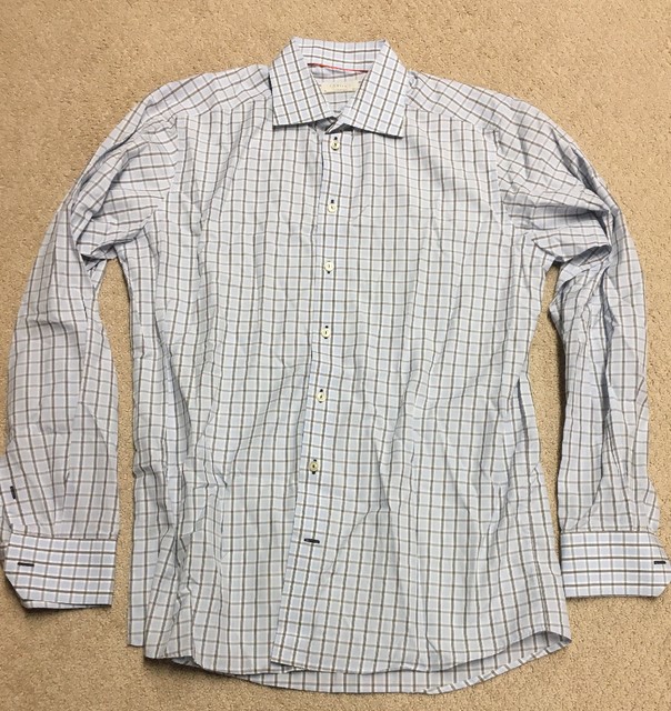 ETON Contemporary Mens Blue Plaid Check Button Up Shirt Sz 16.5 42 Large | eBay