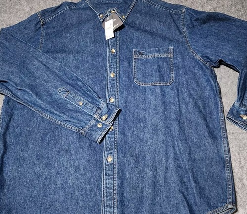 NEW Eddie Bauer Denim Shirt Men's Large Blue Long Sleeve Button Up - with tags - Picture 3 of 12