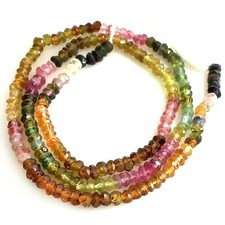 Grade AAA Genuine Tourmaline Faceted Sparkle Gemstone Rondelle Bead 15" 3x2mm