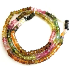 Grade AAA Genuine Tourmaline Faceted Sparkle Gemstone Rondelle Bead 15" 3x2mm