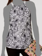 $70 I.N.C. Women's White Embroidered Lace Halter Top Size S