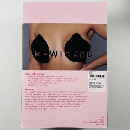 Sexy BE WICKED Car Ears Fabric Cover Ups Black One Size Adhesive Nipple Cover - Picture 2 of 4