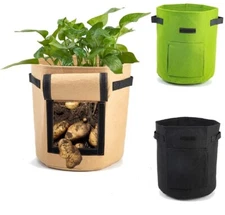 3 Pack - 10 Gallon Grow Bags Non-Woven Cloth - Vegetables Fruit w window handles