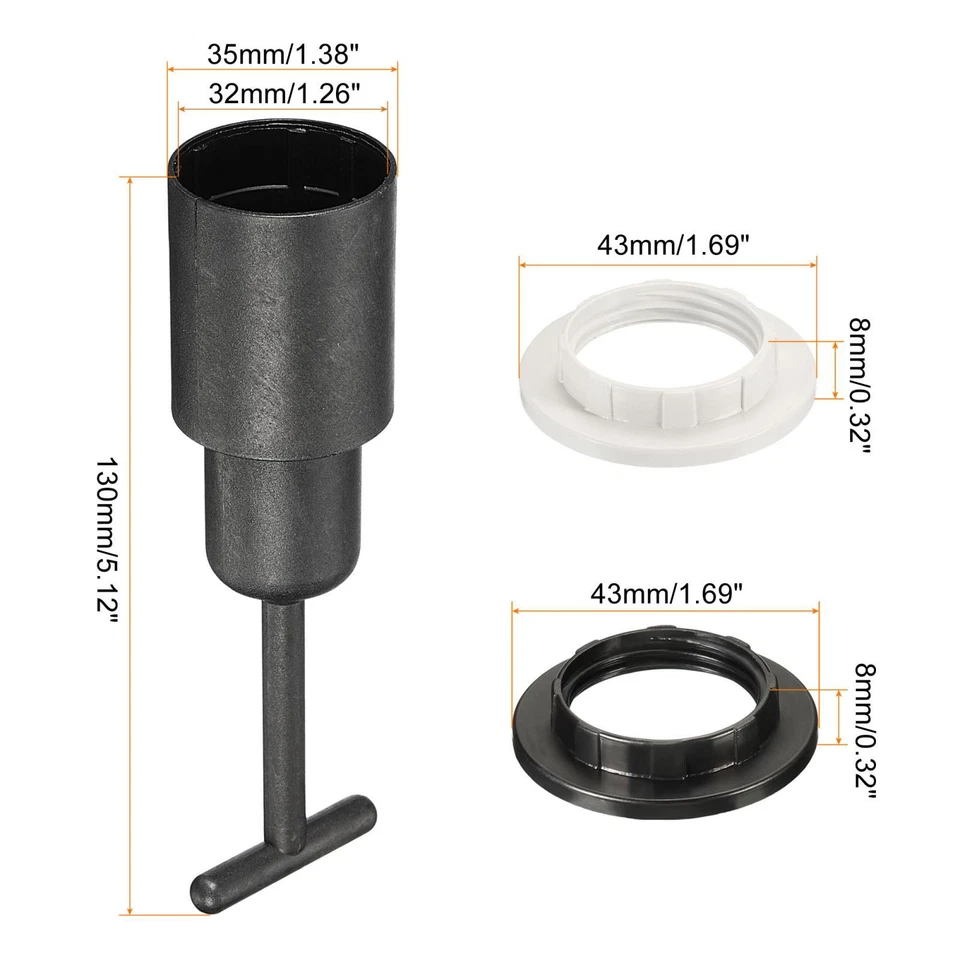 1 juego de herramientas de extracción de anillos de enchufe E14 tipo T con anillos de enchufe de pantalla de lámpara negro Foto 2 de 4