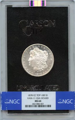 1878-CC TOP-100 Morgan Dollar VAM-11 GSA HOARD S$1 NGC MS64