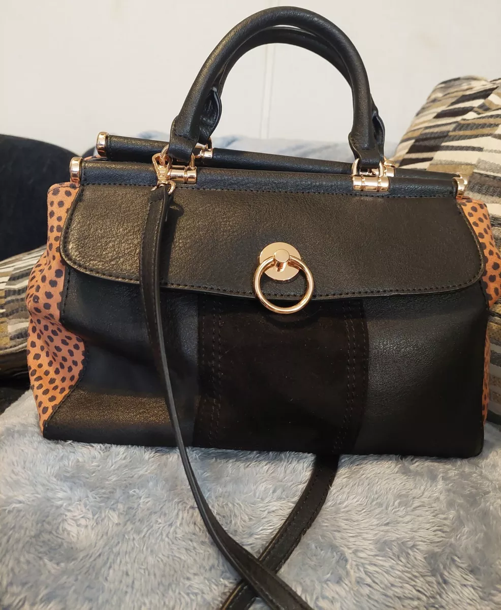 Black Leopard Pattern Faux Leather Crossbody Bag , Shop LC