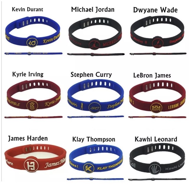 NBA PLAYERS Silicone Wristband Adjustable Clasp Bracelet Durant Curry