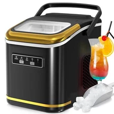 26.5lbs/24Hrs Countertop Ice Maker 9 Bullet Ice in 6 Mins with Self-Cleaning