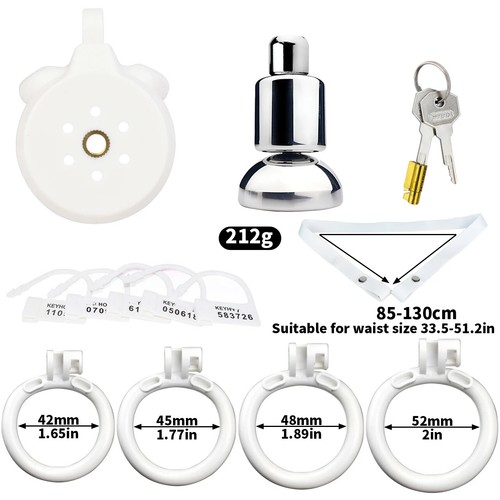 Dispositivo de jaula de castidad plana masculina con enchufe de tubo anillos de bloqueo ligeros cinturón - Imagen 29 de 33