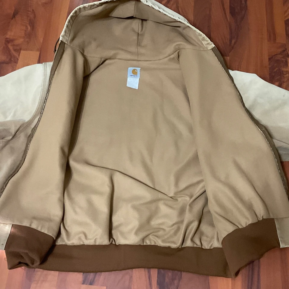 Vintage Carhartt Canvas Hooded Zip Jacket J03 BRN Mens 4XL Broken In Workwear - Image 4 of 4