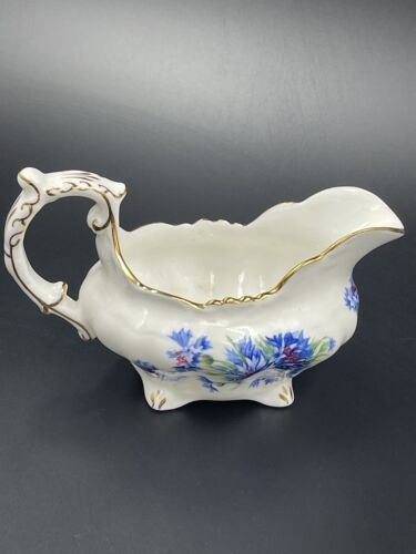 HAMMERSLEY Cornflower Blue Creamer Oval Sugar Bowl Set of 3 Bone China England - Picture 3 of 12
