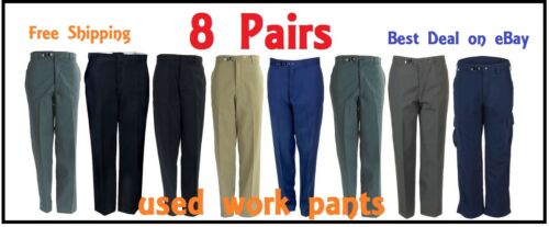 8 pantalons de travail uniformes Cintas, Aramark, Dickies, Redkap D'OCCASION - 8 paires livraison gratuite - Photo 1 sur 16