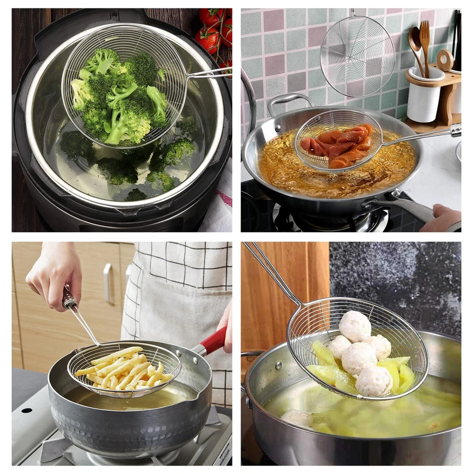 AEX 3Pc Stainless Steel Fine Mesh Skimmer Ladle Strainer Utensil Set for Cooking - Image 4 of 4