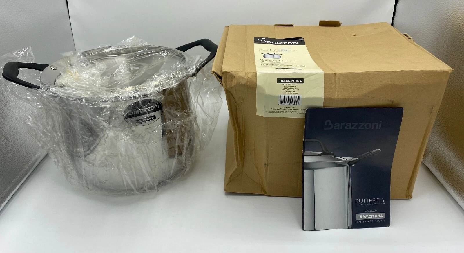 NIB~Tramontina Barazzoni Butterfly Stainless 6 Qt Stockpot