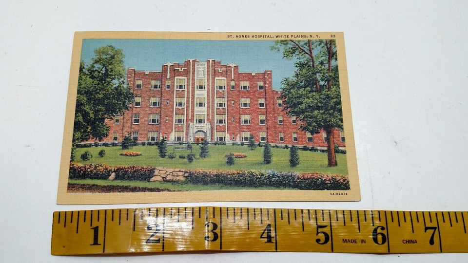 Vintage St. Agnes Hospital White Plains New York Postcard Linen