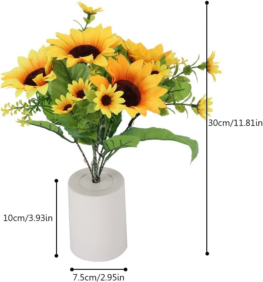 Sunflower Lamp  Artificial LED Night Light Flower Table Lamp Battery Operated US - Image 3 of 4