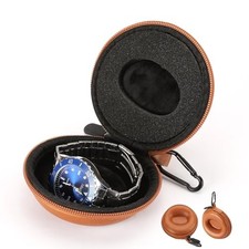 Single Watch Travel Case - Storage Box for Wristwatches  Smartwatches up brown
