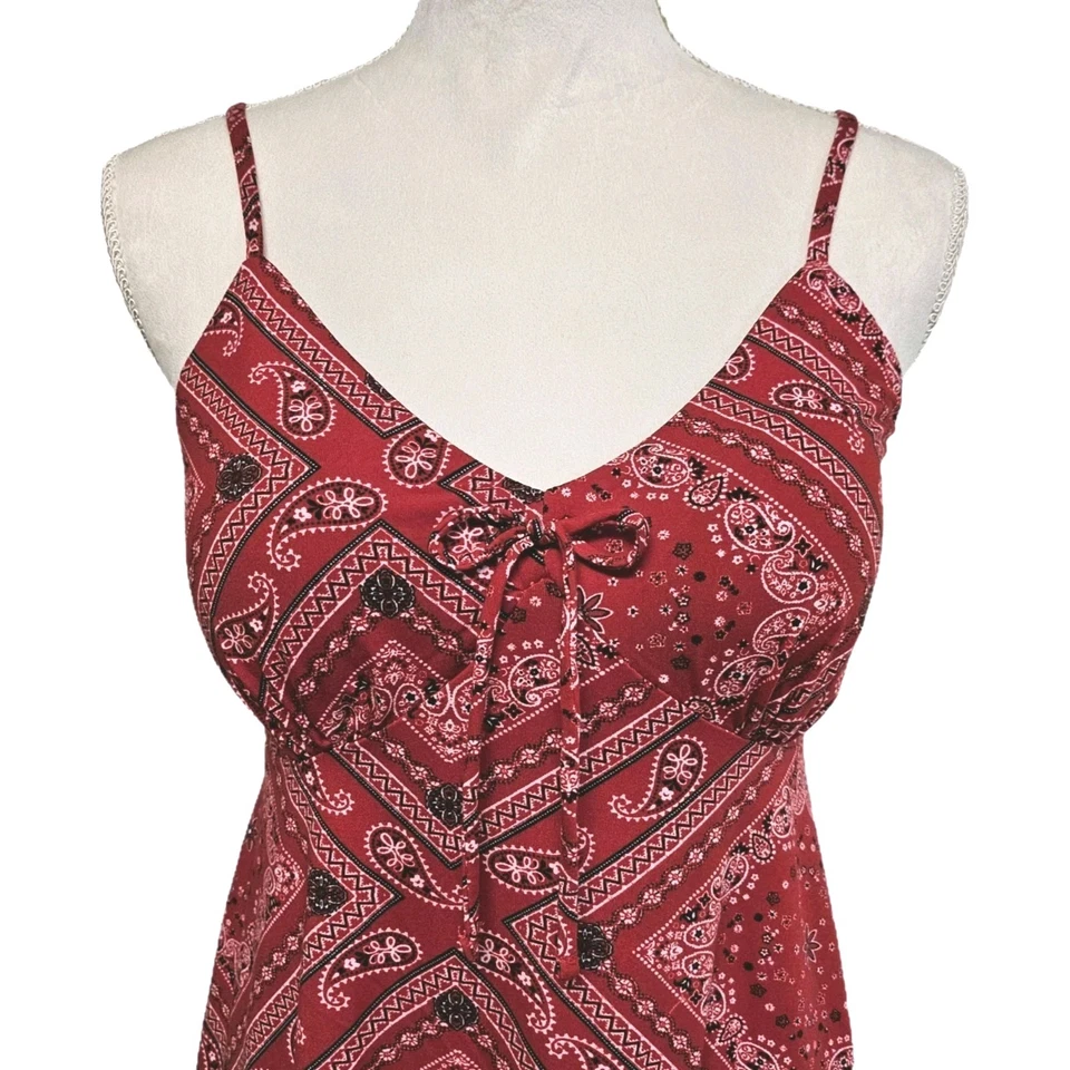 Без границ красный бандана кукла пейсли мини-платье подростков размер L 11-13 Y2K - Изображение 3 из 4