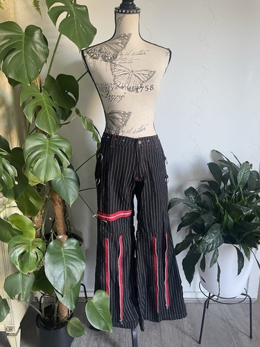 Pantalones acampanados vintage Tripp NYC a rayas talla 5 años 90 punk negocios gótico - Imagen 15 de 15