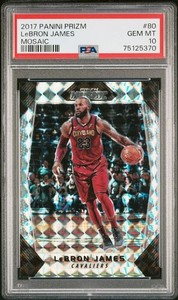 2017-18 Panini Mosaic Prizm #80 LeBron James Silver - Cavaliers - PSA 10 GEM MT